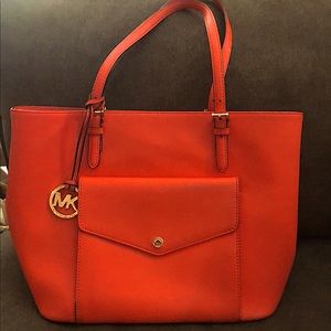 Michael Kors Red/Orange Jet Set Tote